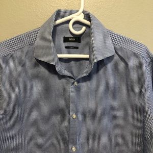 Hugo Boss Slim-fit houndstooth dress shirt